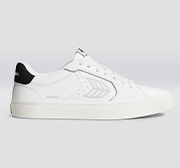 Load image into Gallery viewer, SALVAS Pebbled Leather White Ice Logo Black